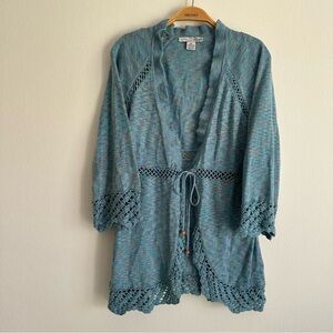 Vintage RXB Cardigan Sweater Crochet Blue Fairy Cottage Core Indie